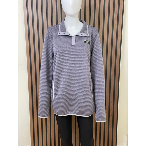 L.L. Bean Airlight Women's L Purple Pullover Polyester Sweatshirt Knit Snap - Picture 1 of 8